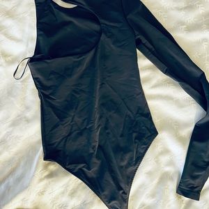 ZARA Womens Sexy One Shoulder Long Sleeve Bodysuit Tops Scoop Neck Jumpsuits